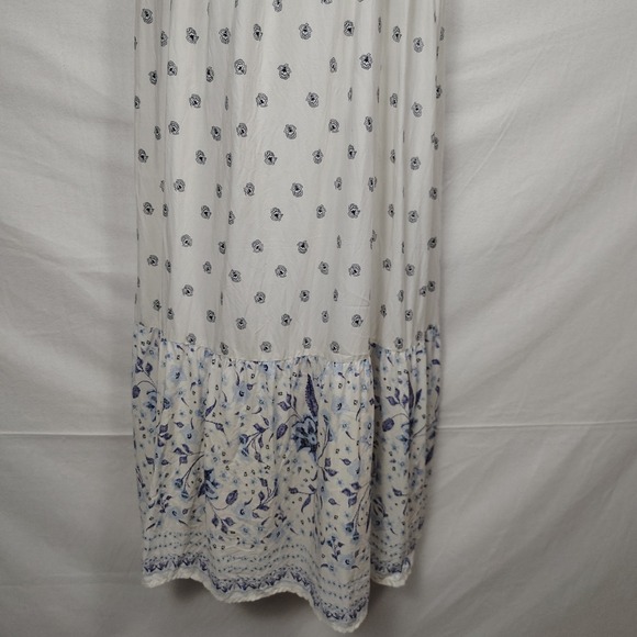 Old Navy Dress Womens Small Blue Floral Fit Flare Fairy Prairie Cottagecore Maxi - Picture 14 of 15